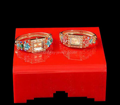 Custom acrylic trade show rings display riser