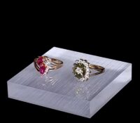 Custom acrylic rings display blocks in stores