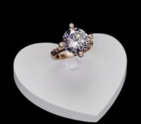 Custom plexiglass heart shaped display block for ring