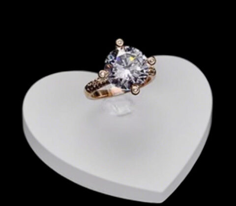 Custom plexiglass heart shaped display block for ring