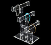 Custom plexiglass 3 tiers T-bar bracelet display stand BDJ-473 Custom plexiglass 3 tiers T-bar bracelet display stand