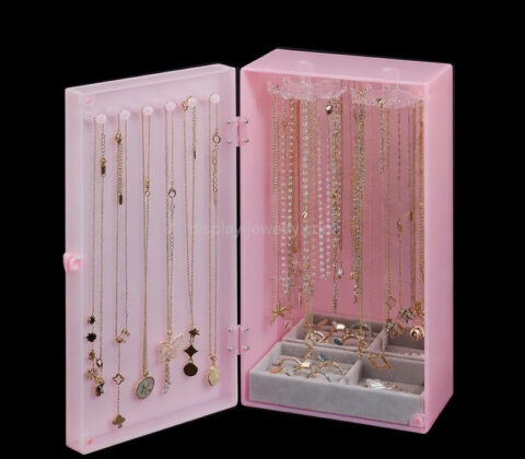 Custom acrylic necklace holder organizer box with hooks