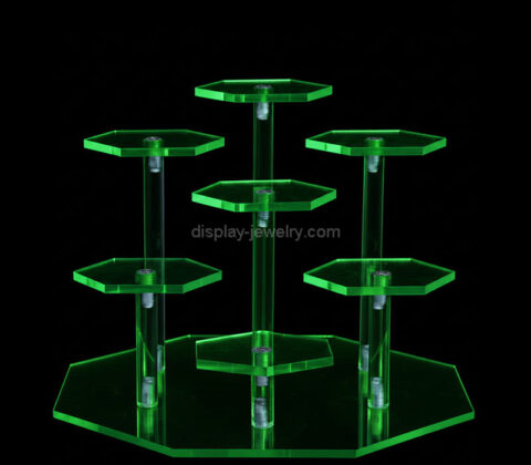 Custom acrylic hexagonal jewelry display tower