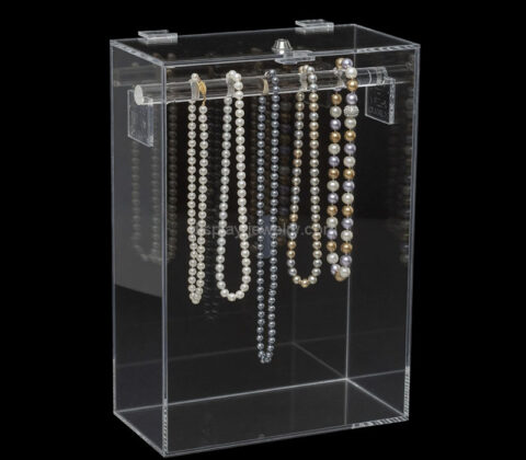 Custom acrylic lockable jewelry necklaces display case