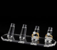 Custom acrylic 4 rod ring display holder stand RDJ-488 Custom acrylic 4 rod ring display holder stand