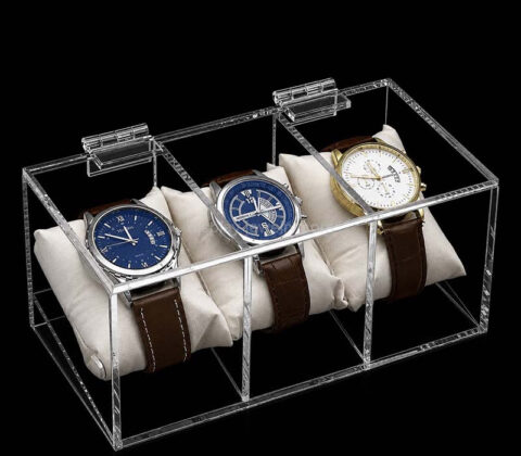 Custom acrylic 3 divider watches display box