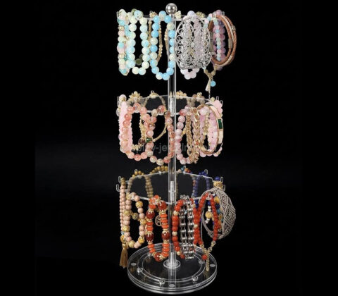 Custom plexiglass 3 tiers rotating bracelets display stands