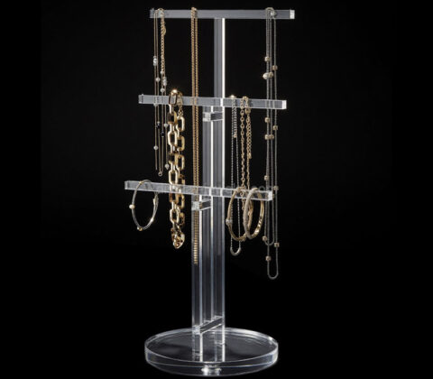 Custom acrylic T bar necklaces display stand