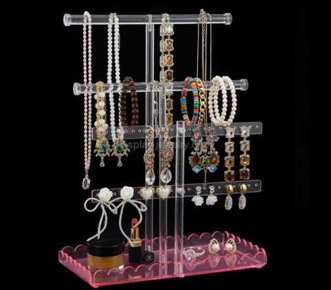 Custom acrylic 4-tier tangle-free jewelry display stand