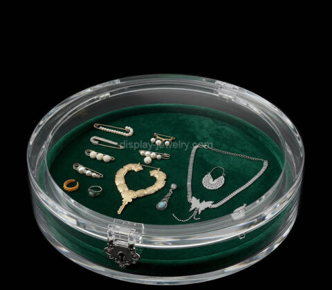 Custom round acrylic locking jewelry display box