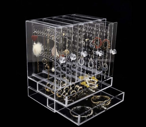Custom acrylic jewelry display box with drawers