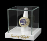 Custom acrylic 5 sided championship ring display box with base RDJ-496 Custom acrylic 5 sided championship ring display box with base
