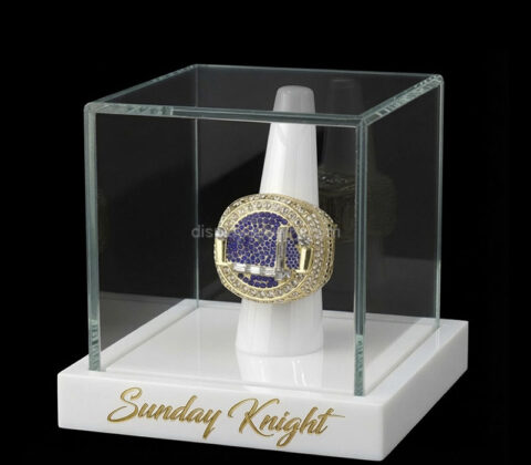 Custom acrylic 5 sided championship ring display box with base