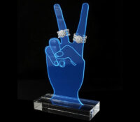 Custom acrylic finger shape ring display stand with base RDJ-499 Custom acrylic finger shape ring display stand with base