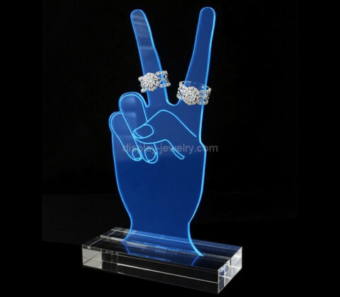 Custom acrylic finger shape ring display stand with base