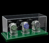 Custom acrylic 5 sided watch display box with base WDJ-274 Custom acrylic 5 sided watch display box with base