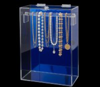 Custom acrylic countertop necklaces showcase with bar NDJ-1031 Custom acrylic countertop necklaces showcase with bar