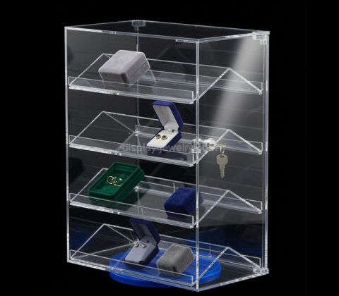 Custom acrylic rotating 4 tiers jewelry showcase