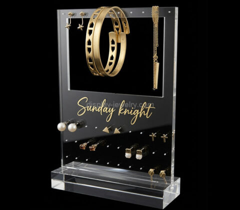 Custom acrylic exhibition jewelry display stand with base