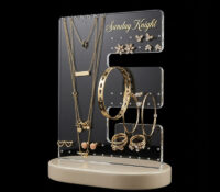 Custom E-shaped acrylic jewelry display stand with base ODJ-329 Custom E-shaped acrylic jewelry display stand with base