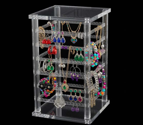 Custom acrylic multi tiers jewelry display stand with base
