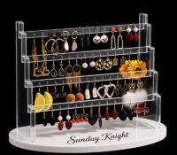 Custom acrylic 4 tiers earring display rack with oval base EDJ-760 Custom acrylic 4 tiers earring display rack with oval base