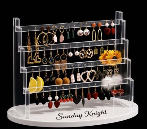 Custom acrylic 4 tiers earring display rack with oval base