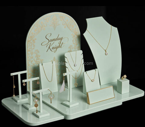 Custom acrylic luxury jewelry set display riser stand