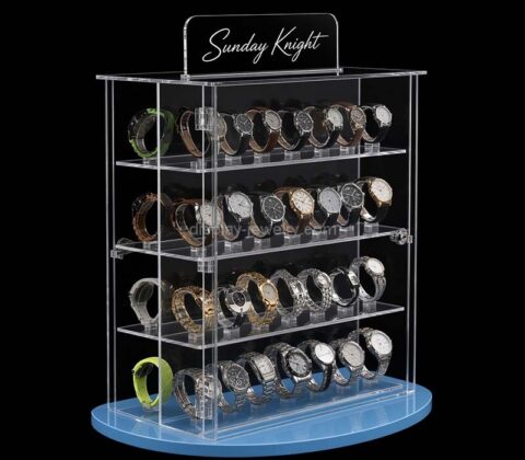 Custom acrylic locking 2 sided watches display cabinet