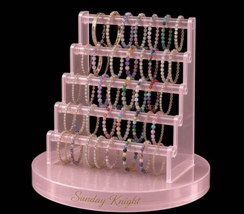 Custom acrylic 5 tiers bracelet bangle display stand holder