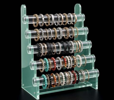 Custom acrylic 5 tiers bracelet display stand holder
